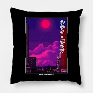 Japanese Streetwear Neon Synthwave Pillow