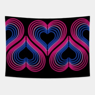 Bisexual Neon Light Hearts Tapestry