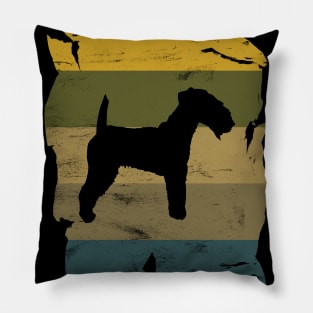 Lakeland Terrier Distressed Vintage Retro Silhouette Pillow