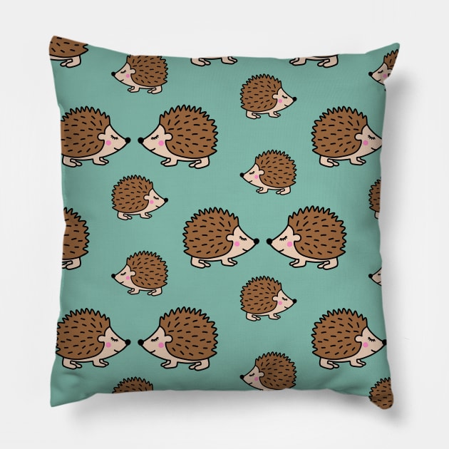 Cute little brown hedgehogs in love Pillow by bigmomentsdesign