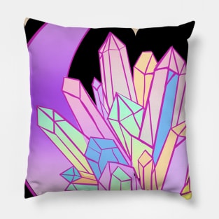 Pastel Goth Crystal Cluster Witchy Moon Pillow
