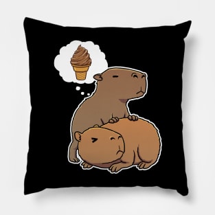 Capybara hungry for Chocolate Ice Cream Cone Pillow