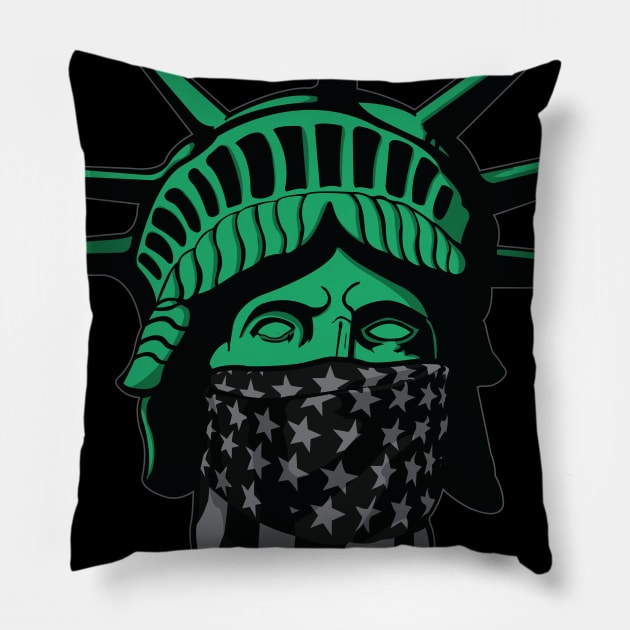 Statue of Liberty Black USA Flag Pillow by Joebarondesign