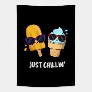 Just Chillin Cute Ice Cream Pun Tapestry