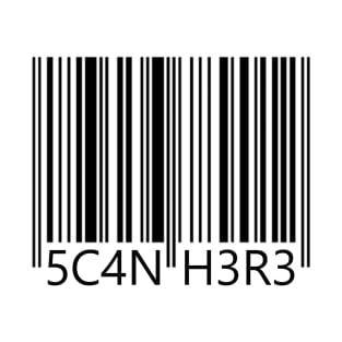 Barcode T-Shirt that says "SCAN HERE" T-Shirt