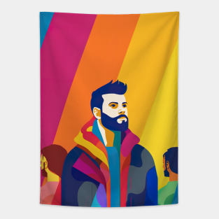 guy with colorful background Tapestry