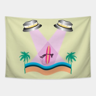 Surfer Girl Alien Abduction Tapestry