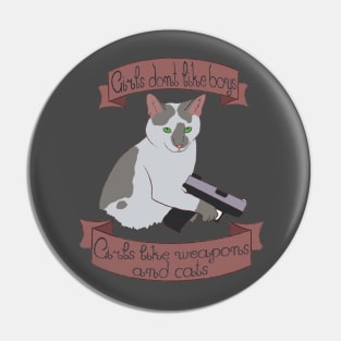 Cute cat with a gun Pin