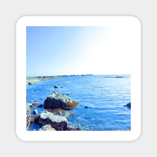 A rocky seaside in Oman light blue version Magnet