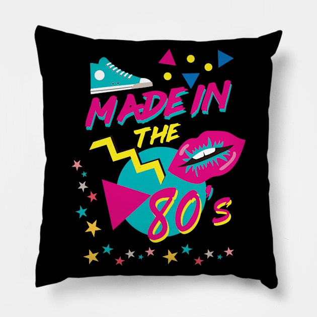 Vintage Retro 80's T shirt: Made in the eighties 1980's Pillow by USProudness