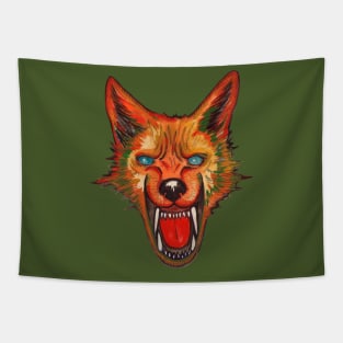 Angry colorful fox wolf Tapestry