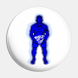 lifting weights with super dad typography in blue Pin