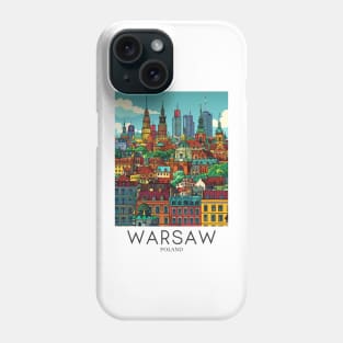A Pop Art Travel Print of Warsaw - Poland Phone Case