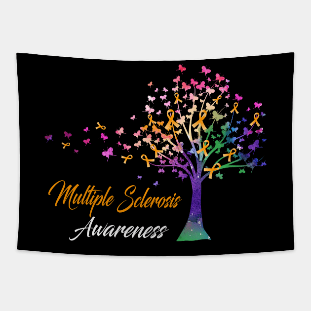 Tree Ribbons Multiple Sclerosis Awareness Support Multiple Sclerosis Warrior Gifts Tapestry by ThePassion99