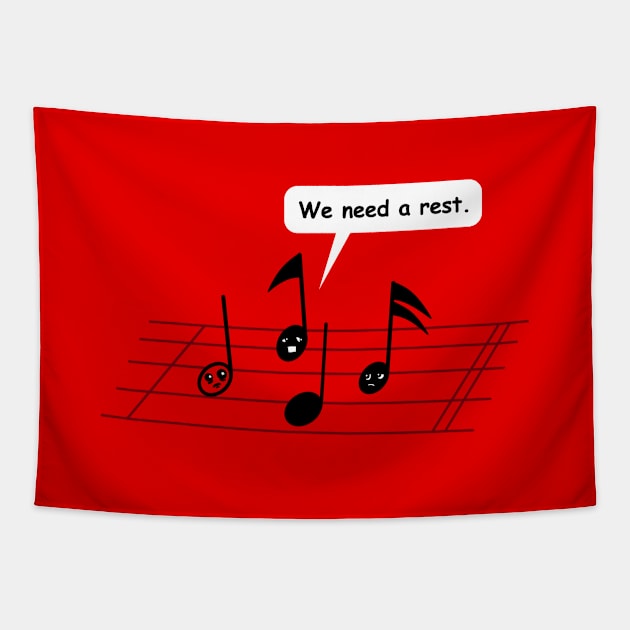 Funny Music Notes Staff Original Musician Clever Cartoon Gift For Musicians And Music Teacher Tapestry by BoggsNicolas