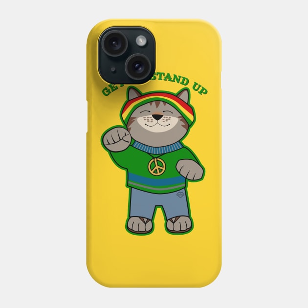 Get Up Stand Up Rasta Cat Phone Case by Sue Cervenka