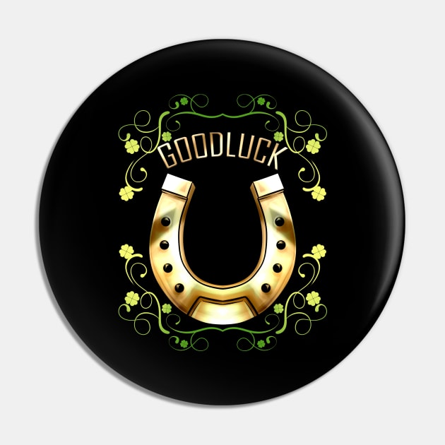 Good Luck With A Golden Horseshoe For Irish St Patricks Day Pin by SinBle