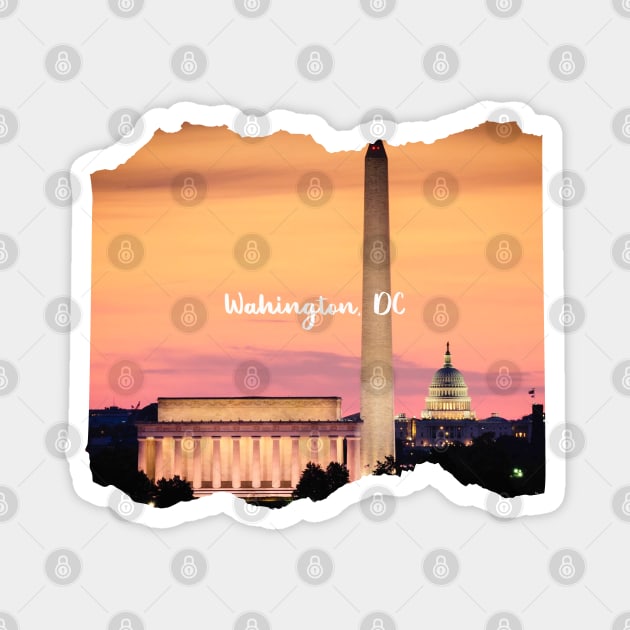 Sunset Photo Washington DC USA city tall monument texture sky dc statehood Magnet by BoogieCreates