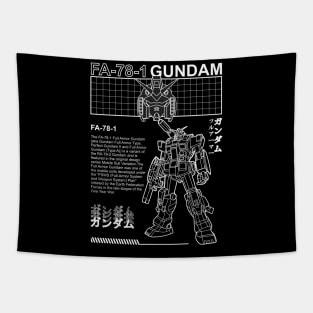 Gundam FA 78 1 Black and White Streetwear Shirt mobile suit Tapestry