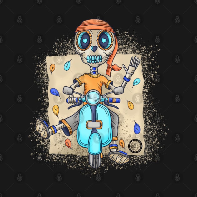 Indian Skeleton worker - Dia De Los Muertos - Scooter Ride Along by Scriptnbones