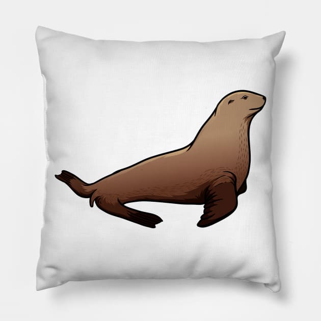 Sea Lion Pillow by Sticker Steve