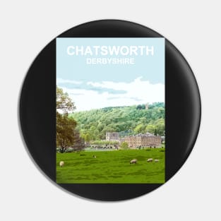 Chatsworth Derbyshire Peak District. Travel location poster Pin