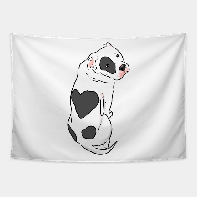 Pitbull with Heart Spot, Pitbull Love Tapestry by sockdogs