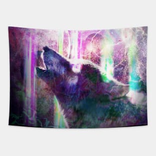 Psychedelic Trippy Wolf Tapestry