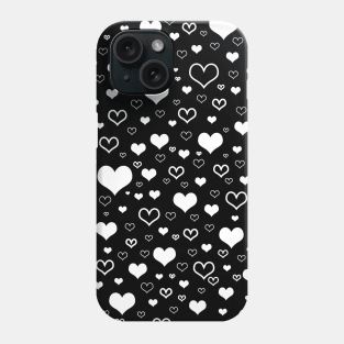 Black and white hearts Phone Case