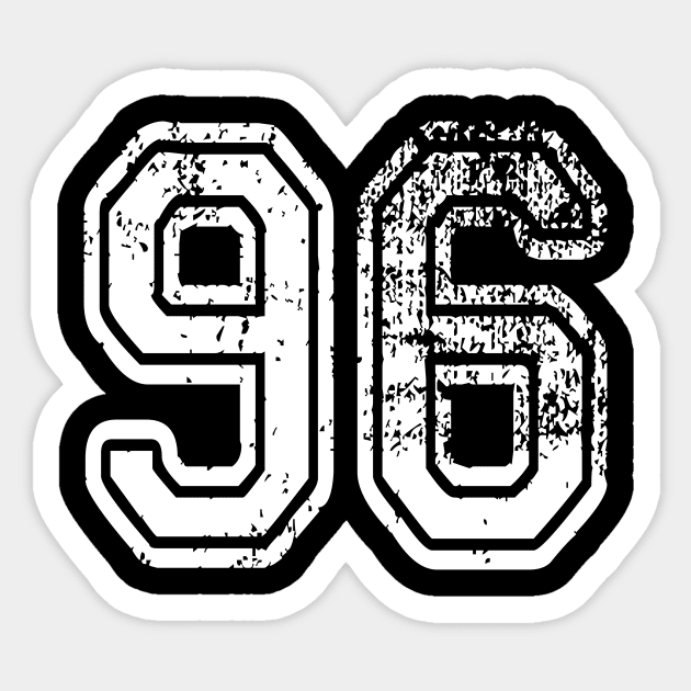  All Sports Fan Number #96 White Black Outline Jersey