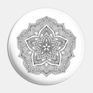 Symmetrical Doodle Floral Art Pin