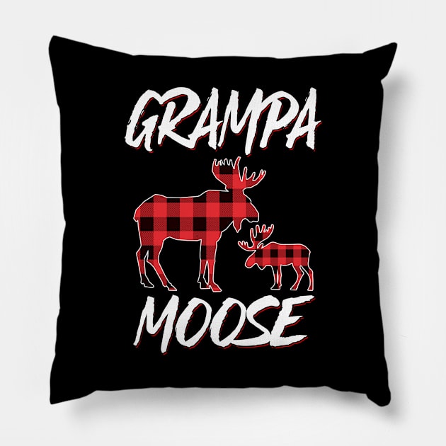 Red Plaid Grampa Moose Matching Family Pajama Christmas Gift Pillow by intelus