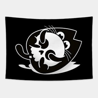 Skull cat black Tapestry