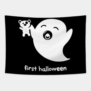 cute ghost - Baby Boo – first Halloween (white on black) Tapestry