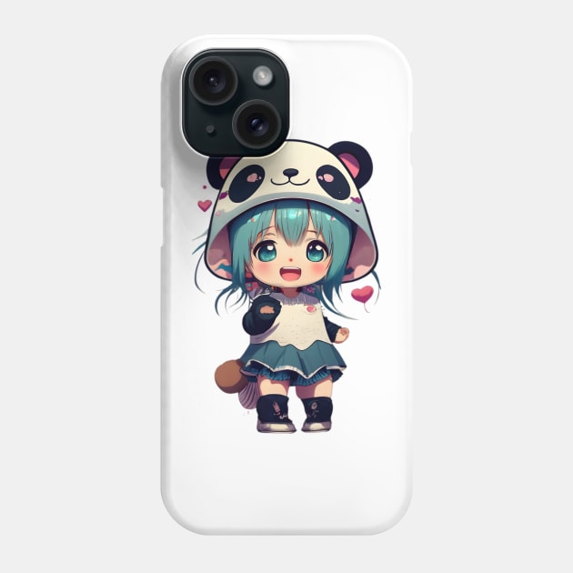 Anime Girl with Panda Hat Phone Case by culturageek