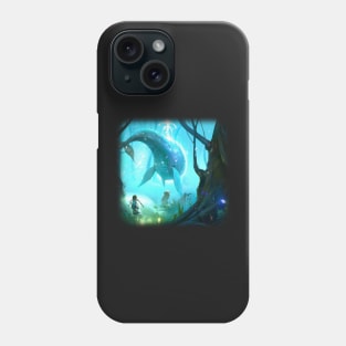 Flying whale in magical forest Phone Case