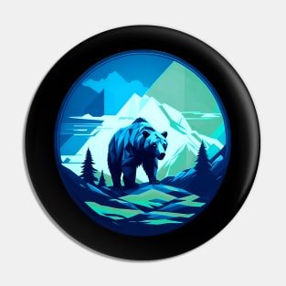 Geometric Bear In Ice Capped Mountains Pin