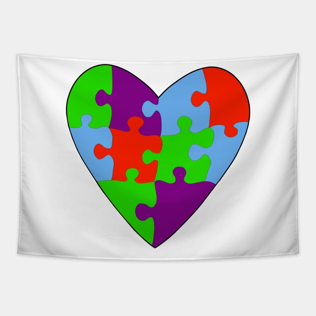 Asperger's Syndrome Heart Colorful Puzzle Tapestry by DiegoCarvalho