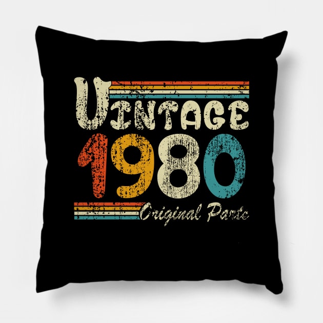 Vintage 1980, Original Parts 1980, 43rd birthday gift Pillow by UranusArts