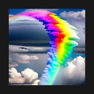 Rainbow Clouds Celestial Gift Sky Surreal Surrealistic Surrealism T-Shirt