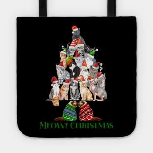 Cat Lover Meowy Christmas Tree Tote