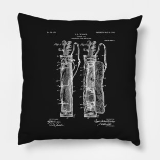 Golf Bag Patent - Caddy Art - Black Chalkboard Pillow