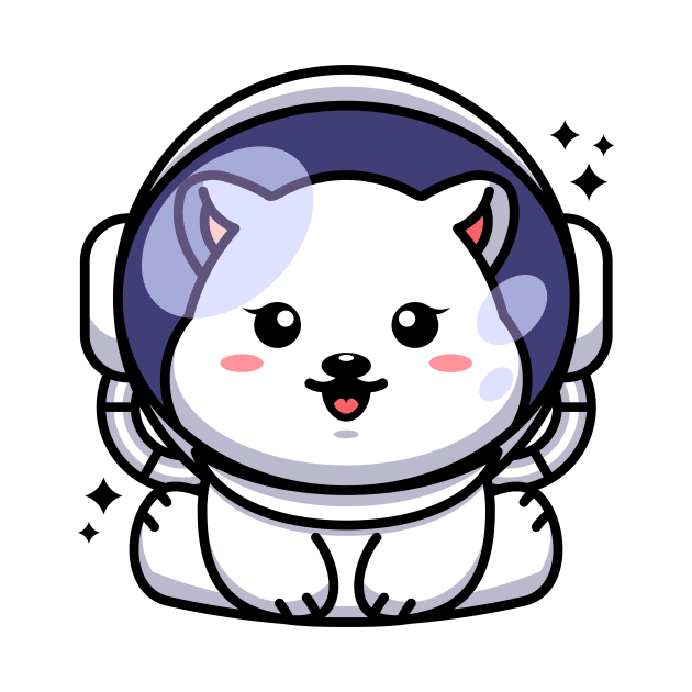 Cute baby polar bear wearing an astronaut helmet, cartoon character by Wawadzgnstuff