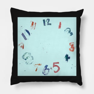 Clock with Numbers, watercolor Pillow