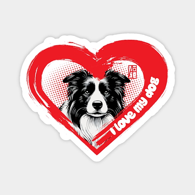 I Love My Border Collie - Intelligent dog - I Love my dog Magnet by ArtProjectShop