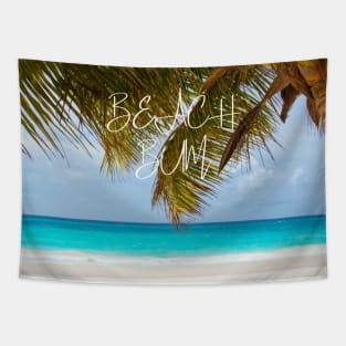 Beach bum - beautiful paradise beach with palm trees Tapestry