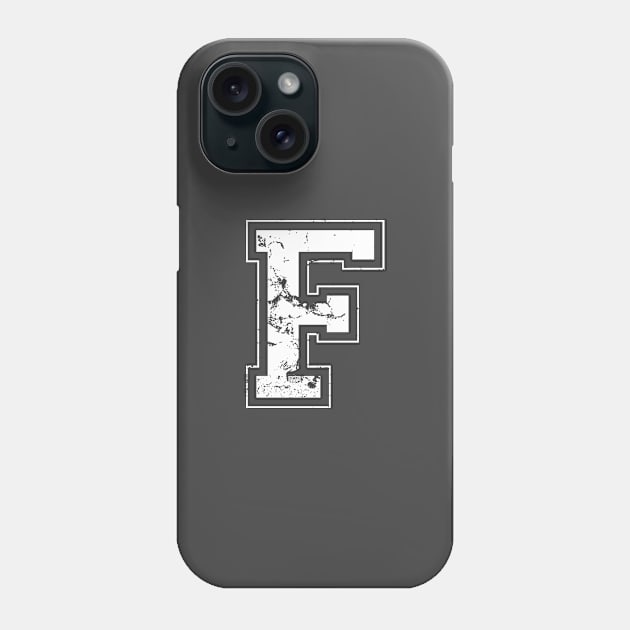 Initial Letter F White Jersey Sports Athletic Player Phone Case by porcodiseno