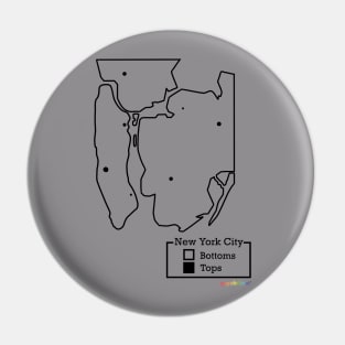 NYC Bottoms / Tops Map T-shirt Pin