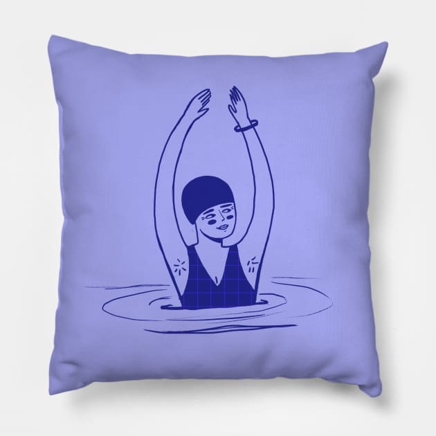 Aquatic Dance - Empowered girl in the pool Pillow by London Colin