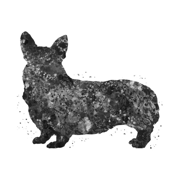 Pembroke Welsh Corgi dog black and white by Yahya Art